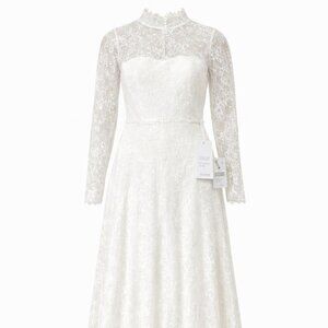 NWT - Ivy & Oak Long Lace Bridal Dress (Snow White) - Size 38 (EUR) / US 8 / UK